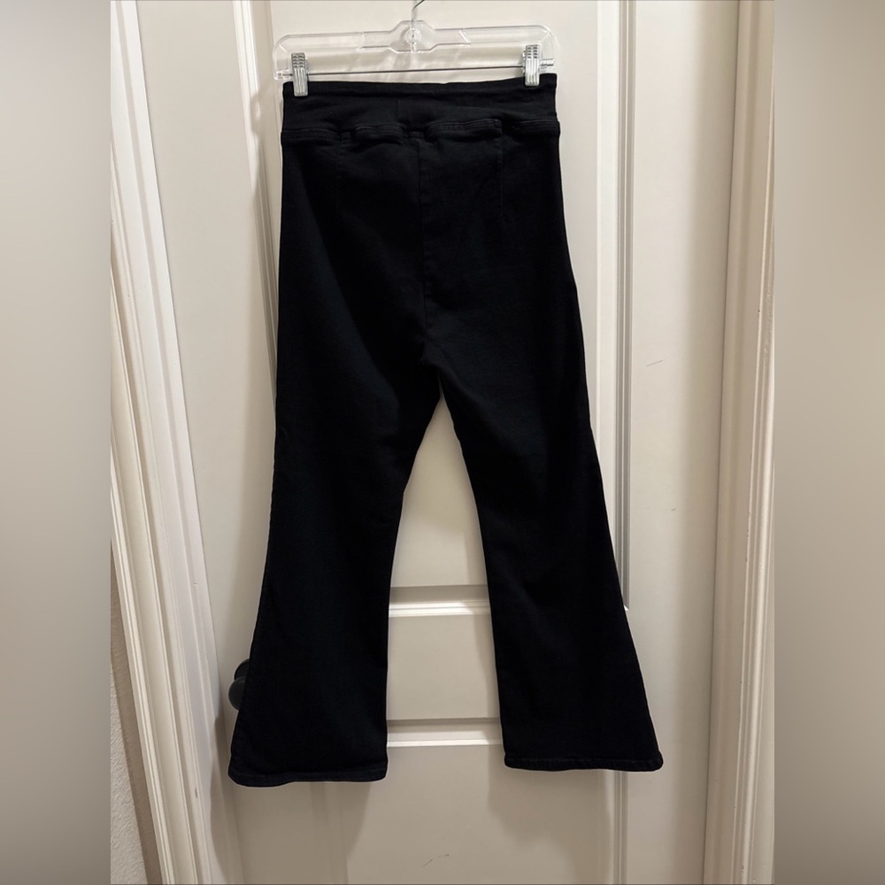 Frame Denim Pull On The Jetset Crop Mini Boot Jeans Sheen Noir Black Size 2 - Picture 4 of 4